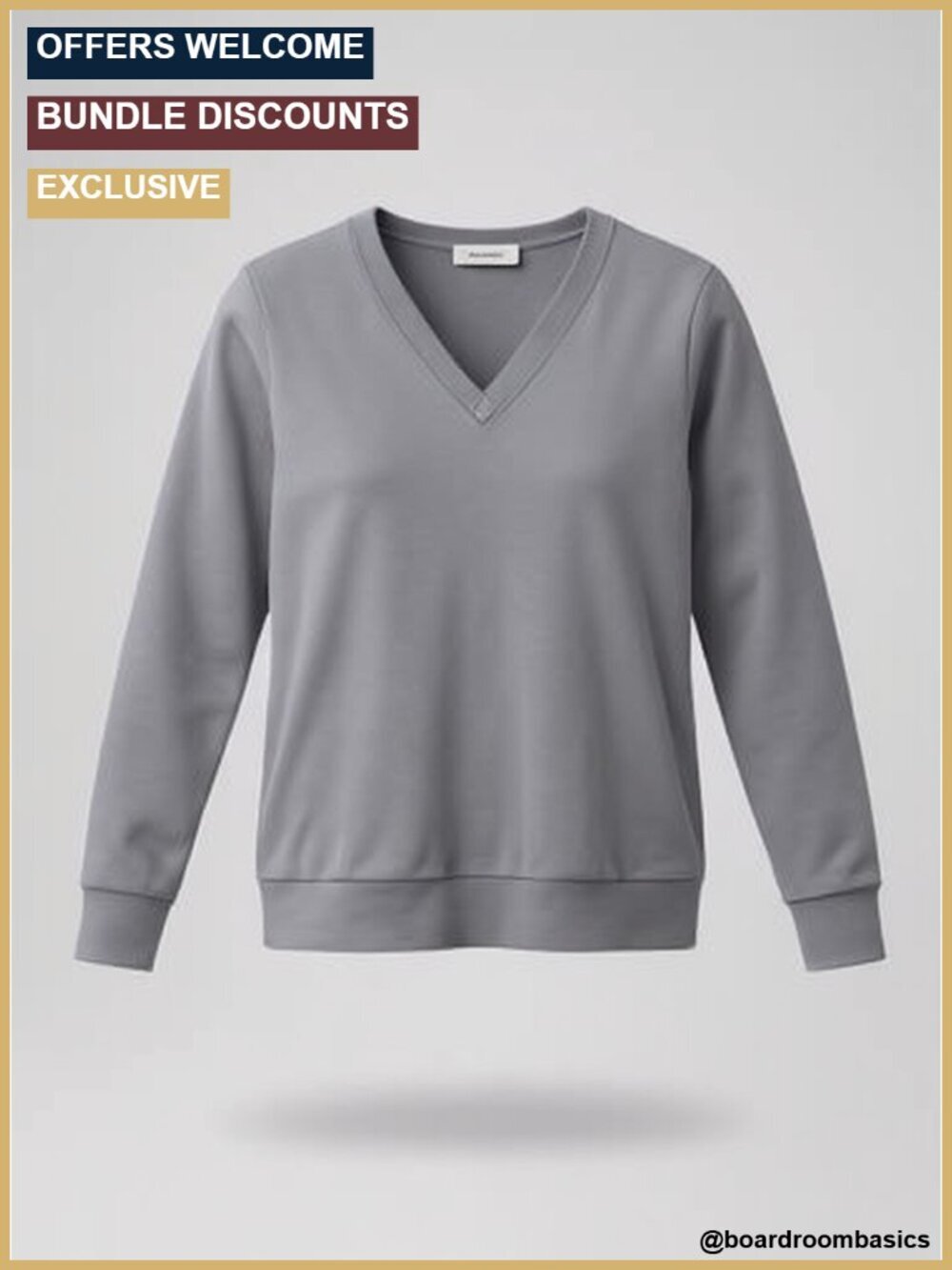 V-Neck Long Sleeve Ribbed Knit Pullover Sweater with Button Cuffs